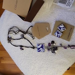 Sereno Long Tassel Necklace & Button Earrings